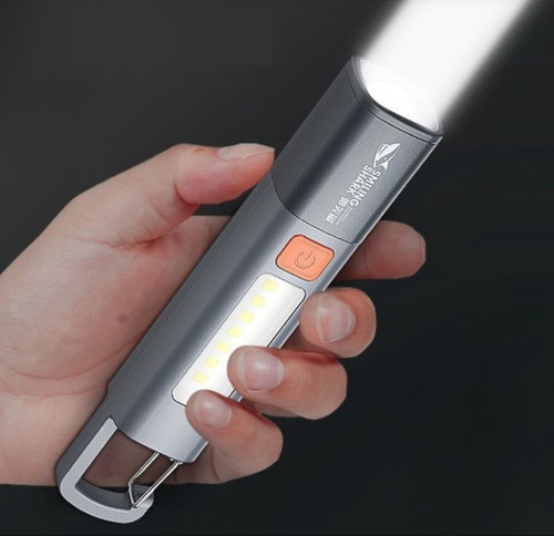 Mini Lanterna Led Recarregável Com Gancho Camping Usb