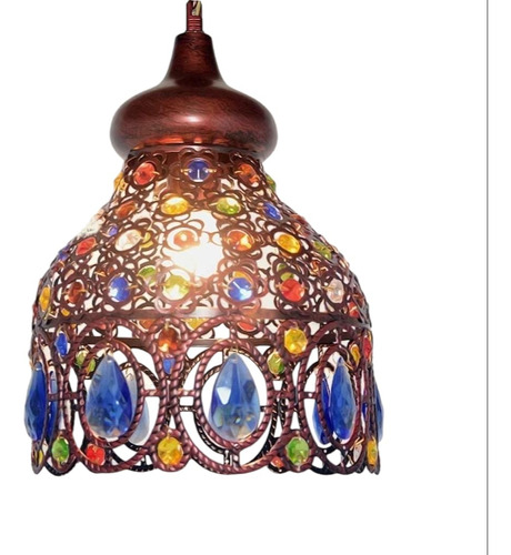 Lampara Colgante Estilo Oriental Hindu Cristales De Color 
