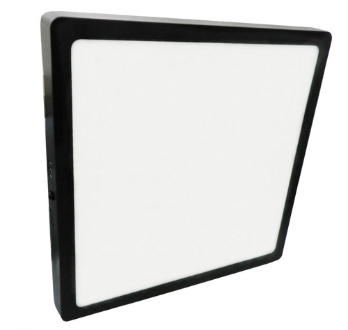 Panel Plafon Led 24w Cuadrado Aplicar Negro Macroled 3000k