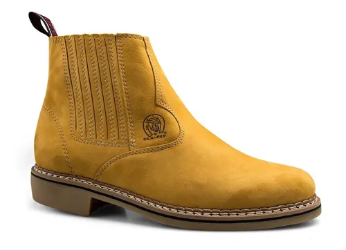 Bota Masculina Botina Country Texana Fazendeiro Couro Bovino