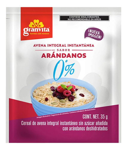10 Pzas Avena Integral Granvita Instantánea Sabor Arándanos
