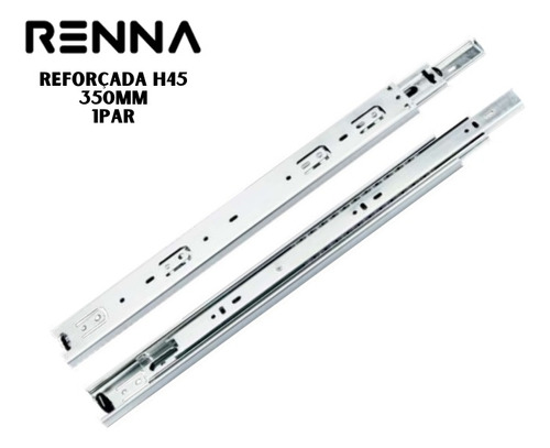 Corrediça Telescópica Reforçada H45 Gavetas 35cm 350mm O Par Cor Zincada