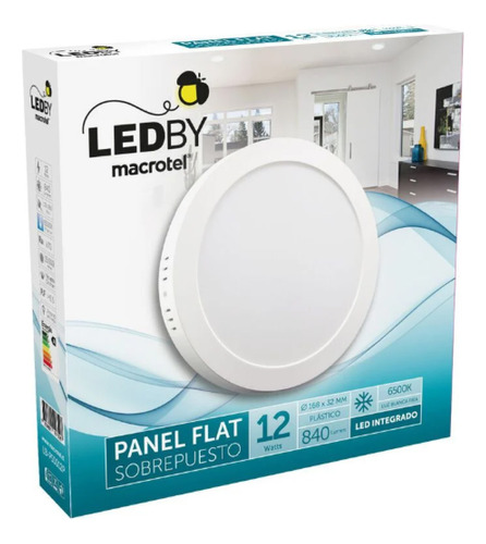 Panel Led Slim Sobrepuesto Plástico Luz Fría 12w Macrotel