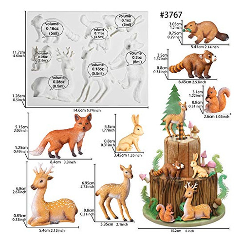 Molde De Silicona De Fondant De Animales Del Bosque Zorro Ar