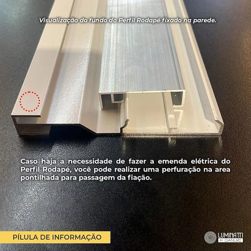 Perfil De Rodapé Branco C/ Led Integrado 1m 10w/m Ip65 2700k