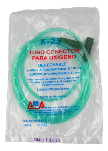 24 Tubo Conector Para Oxigeno 5.2 Mm X 150 Cm