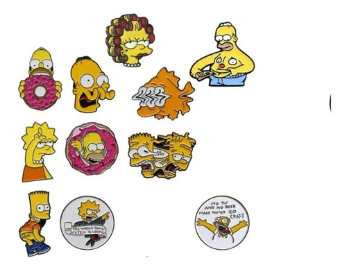 Pines Los Simpsons Metalicos Pack X 2