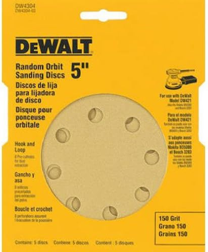 Dewalt Dw4304 5-inch 8 Agujero 150 Grit Hook And Loop Orb