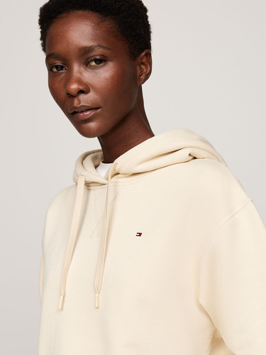 Polerón Hoodie Con Logo Bordado Beige Tommy Hilfiger