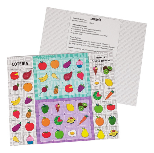 Souvenir Cumpleaños Infantiles Lotería Bingo Comidas Pack 10