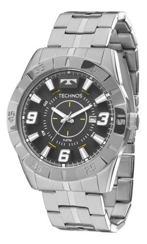 Relógio Masculino Technos Prateado Com Preto 2115kyx1p