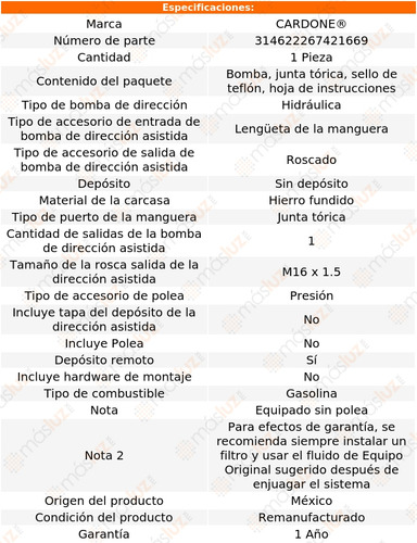 Licuadora Dirección Hidráulica S/depósito F-250 Sd 99/02 (Reacondicionado)