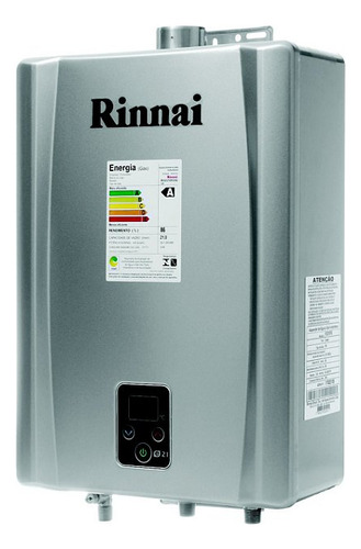 Aquecedor De Agua A Gás Eletrônico 21l E211 Rinnai Gn Prata