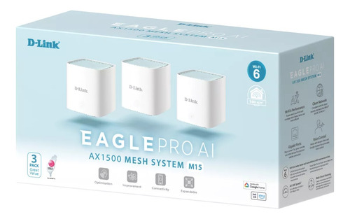 Router Mesh D-link M15 Ax1500 Wifi 6 Eagle Pro Ai 3 Pack