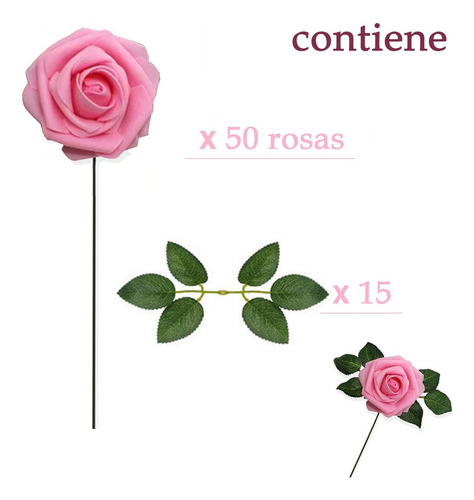 50pcs Rosa Artificiales Decoración Fiesta De Boda Flor 8 Cm