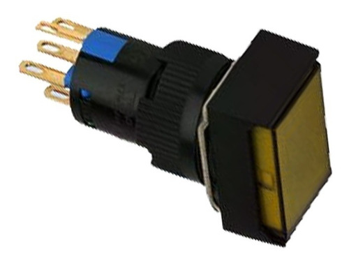 Botón Pulsador Iluminado 16mm Rectangular 24v Ámbar (26101)