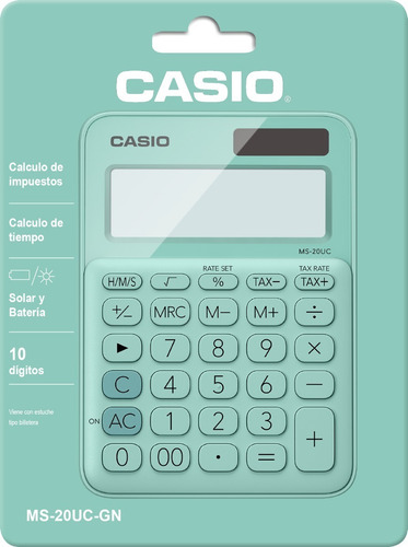 Imagen 2 de 8 de Calculadora De Escritorio Casio Ms-20pk-bu, 12dig, Solar