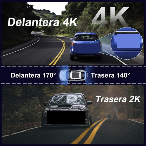 12'' 4k Espejo Retrovisor Dashcam Con Cámaras Duales 4k+2k