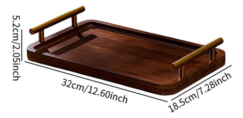 Bandeja De Madera Para Servir Con Asas, Madera Oscura M