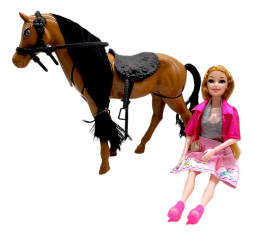 Muñeca Con Caballo Accesorios  Dotación Tipo Barbie Juguete