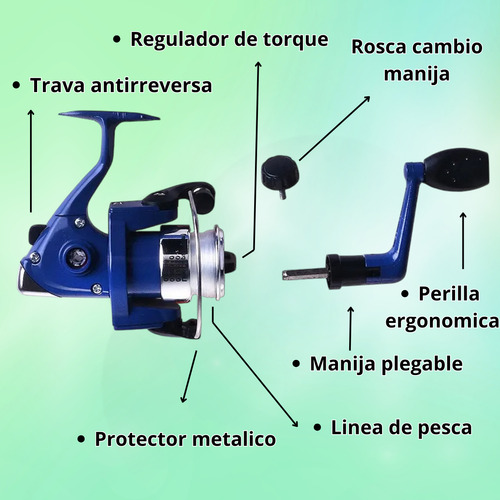 Mini Caña Lapicera Telescópica Kit Combo Portátil Reel Rio Violeta