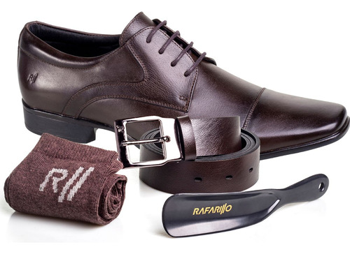Sapato Masculino Social Original Rafarillo Couro Kit 4 Em 1.