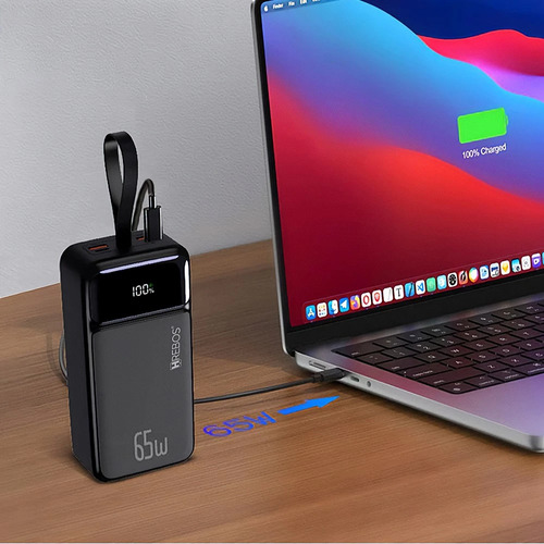 Carregador Bateria Portátil 30.000 Power Bank Turbo 65w Usbc Preto