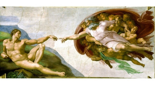 Imagem 1 de 1 de Poster Grande 50cmx110cm Obra Dedo De Deus Tela Michelangelo