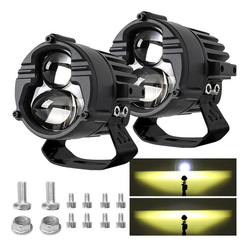 Par Faros De Lupa Led Luz Doble Color De Moto Auto 40000 Lm