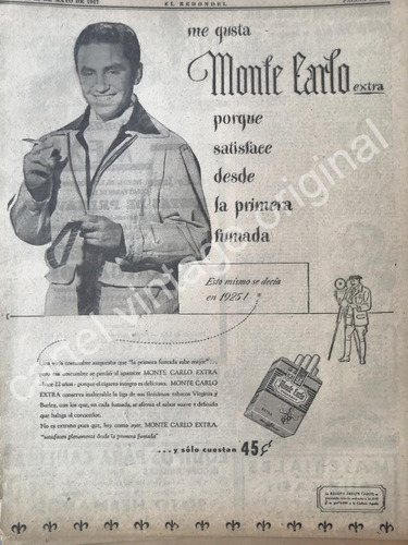 Cartel Publicitario Retro Cigarros Montecarlo 1947 /6