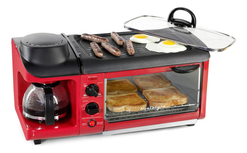 Estación De Desayuno 3 En 1 Cafetera Plancha Horno Tostador