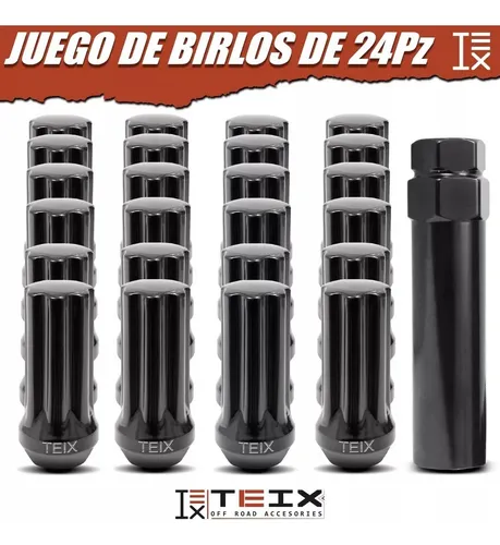 Tuerca Larga Rin Negra Birlos Seguridad Teix M 14x1.5 24pz