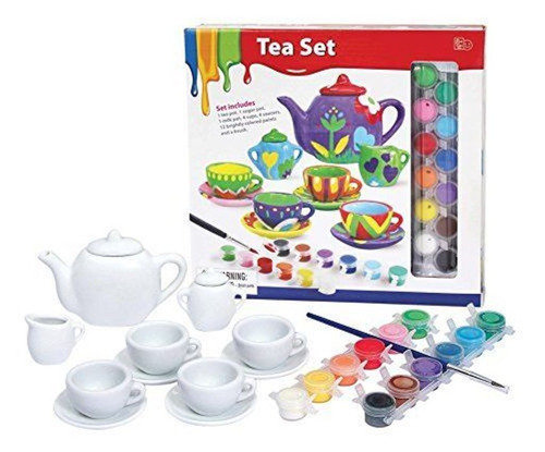 Set De Té De Cerámica Para Pintar Para Niñas Cocción A Horno