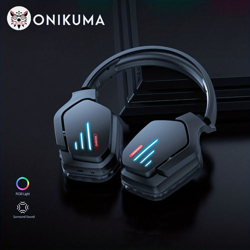 Audifonos Diadema Gamer Onikuma B60 Negros Bluetooth Luz Led