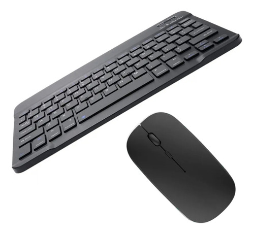 Kit Combo Teclado Y Mouse 2 En 1 Bluetooth Recargable Negro Negro