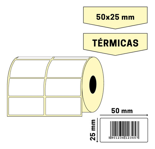 Etiquetas Térmicas 50 X 25 Mm(anchxalto)2 Bandas Rollo X4000