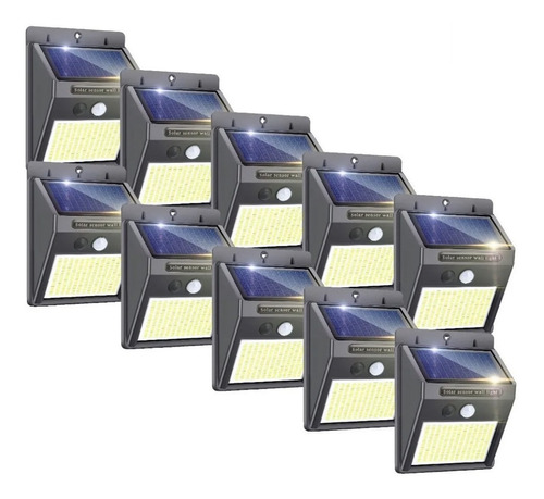 Pack X10 Lampara Foco Led Solar Sensor De Movimiento -unilux