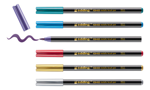 Marcador Para Papel Punta Pincel Edding 1340 Set X6 Metallic