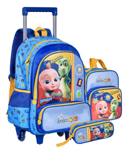 Kit Mochila Rodinha Estojo Lancheira Looloo Kids Lançamento