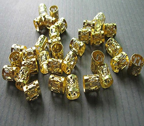 Dread Lock Dreadlocks Perlas De Oro De Trenzar Metal Puños A