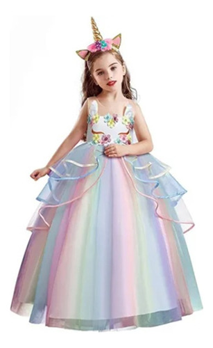 Vestido Unicornio Niña Bebe De Princesas Cumpleaños Disfraz