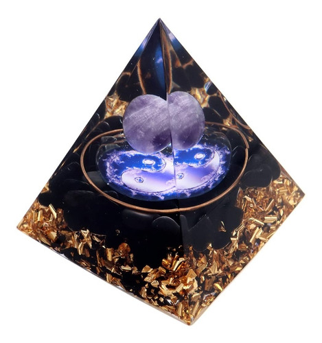 Piramide Orgonita Obsidiana, Amatista, Ying Yang, Tai Chi