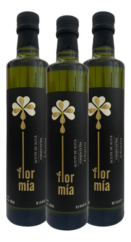 Aceite Oliva Virgen Extra Arbequina Flor Mia 500ml Pack X3