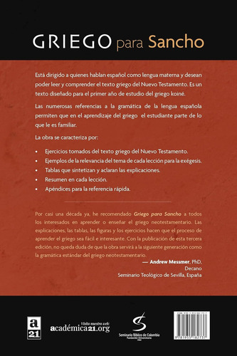 Griego Para Sancho: Una Introducción Al Griego Del Nuevo Testamento, De Elizabeth Sendek. Editorial Editorial Poiema, Tapa Blanda, 3a Edición En Español, 2024
