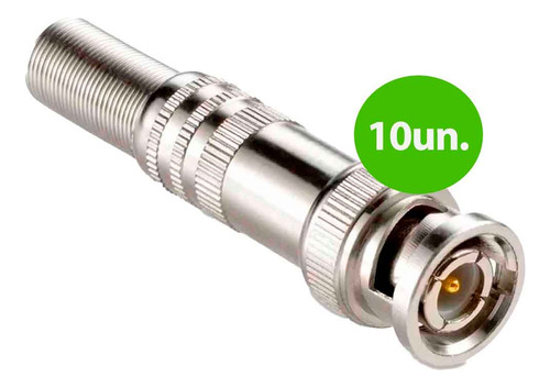 Kit 10 Conectores Plug Bnc Macho Com Mola De Parafuso