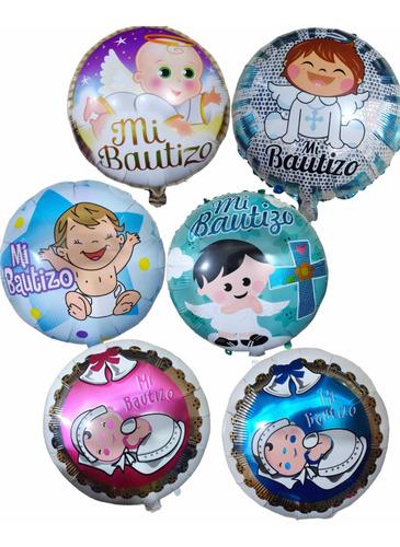 Pack De 50 Globos Metalizados Mi Bautizo 18 Pulgadas