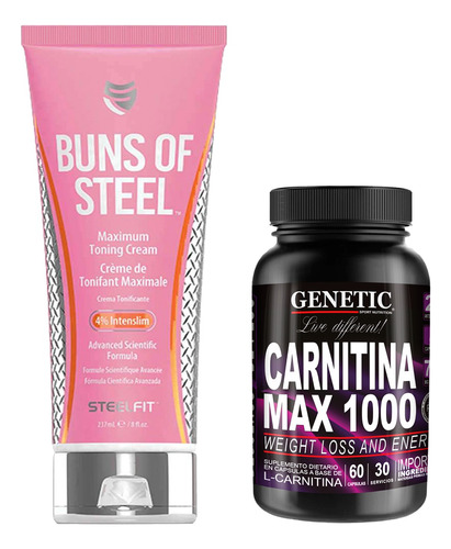 Carnitina + Buns Of Steel Crema Quemador Definitivo Genetic 