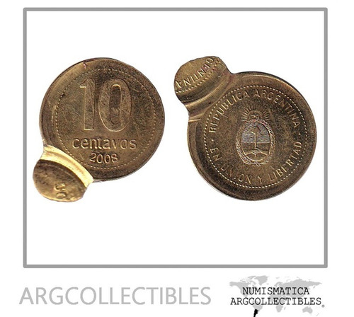 Argentina Moneda 10 Centavos 2008 Acero (error) Km-107a Unc