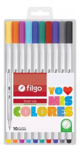 Marcador Microfibra Filgo Liner 038 Estuche X 10 Colores