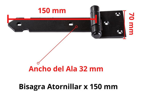 Imagen 2 de 7 de Bisagra Atornillar Postigon Forjada Atornillar 150 Mm